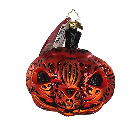 Christopher Radko Glass Pumpkin Ornament All Hallows Glow Halloween Decoration - Picture 1 of 8